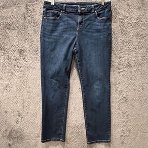 Liz Claiborne Womens Girlfriend Straight Leg Mid Rise Jeans Size 12